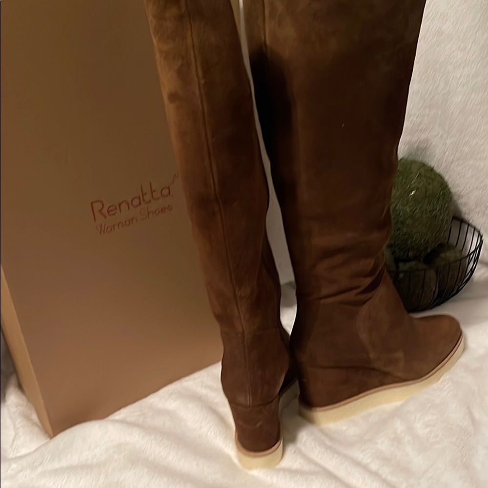 Renatta Brown Suede Wedge Boots - Picture 5 of 6